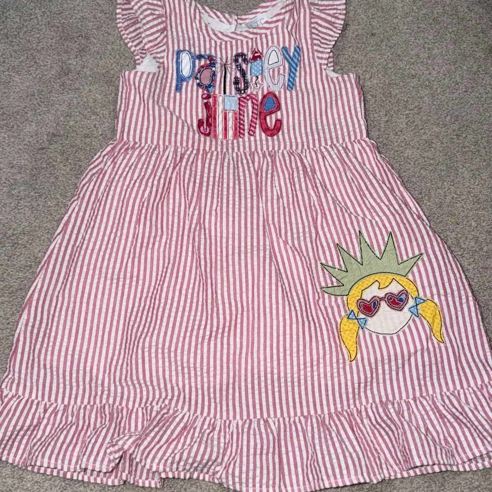 “Paisley Jane” 4th of July Dress with adorable Lady Liberty